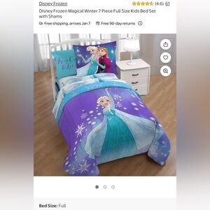EUC! Disney Brand Frozen-Magic Winter 7 Piece Full Size Reversible Comforter Set
